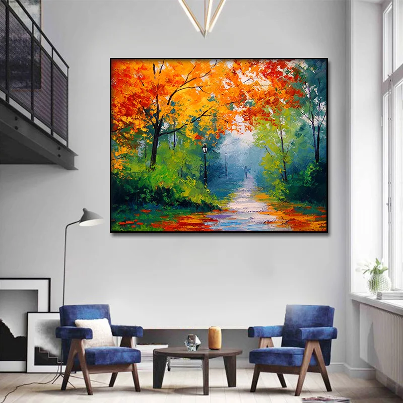 

Impressionist oil painting red maple Art Prints Modern Canvas Wall Art Oil Paintings Pictures Posters for livingroom home Decor