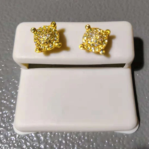 VANAXIN серьги из серебра 925, высокое качество,, розовые золотистые серьги, белый кристалл, CZ Циркон, серьги-гвоздики, массивные ювелирные изделия - Окраска металла: Gold