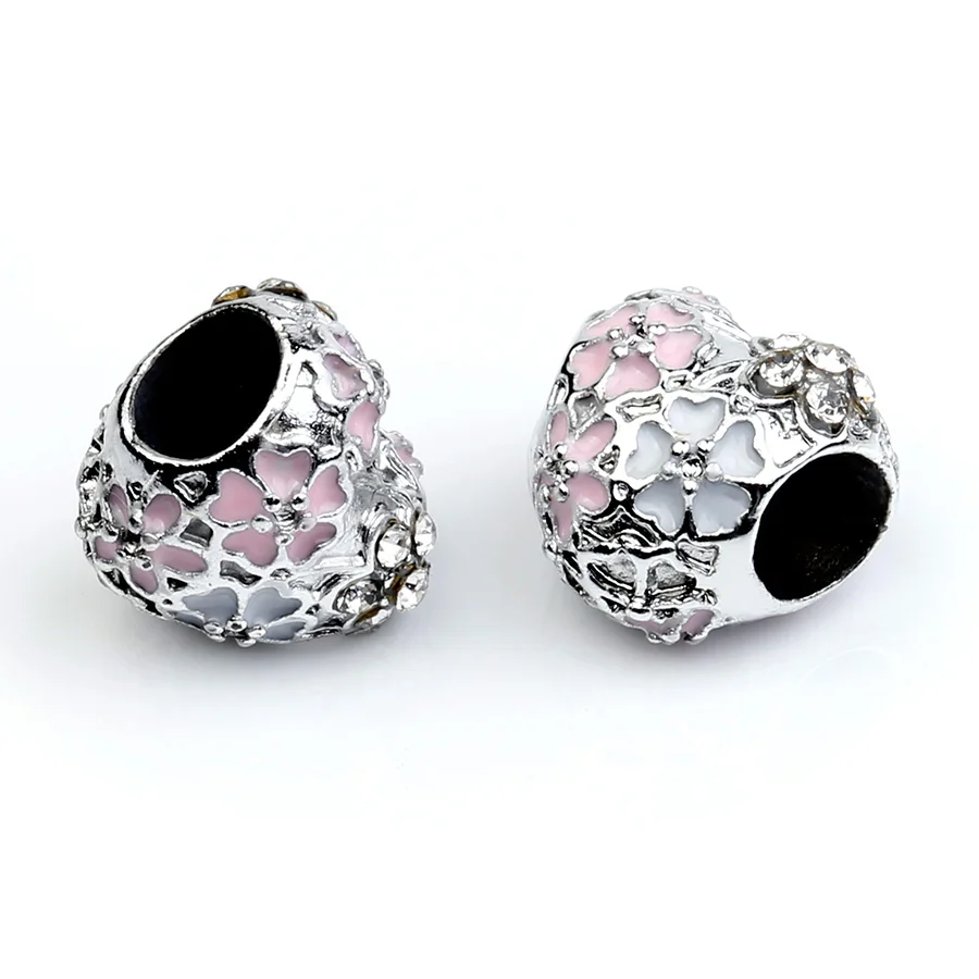 10 шт. много бусин в форме сердца бусины с большим отверстием сделай сам подходят