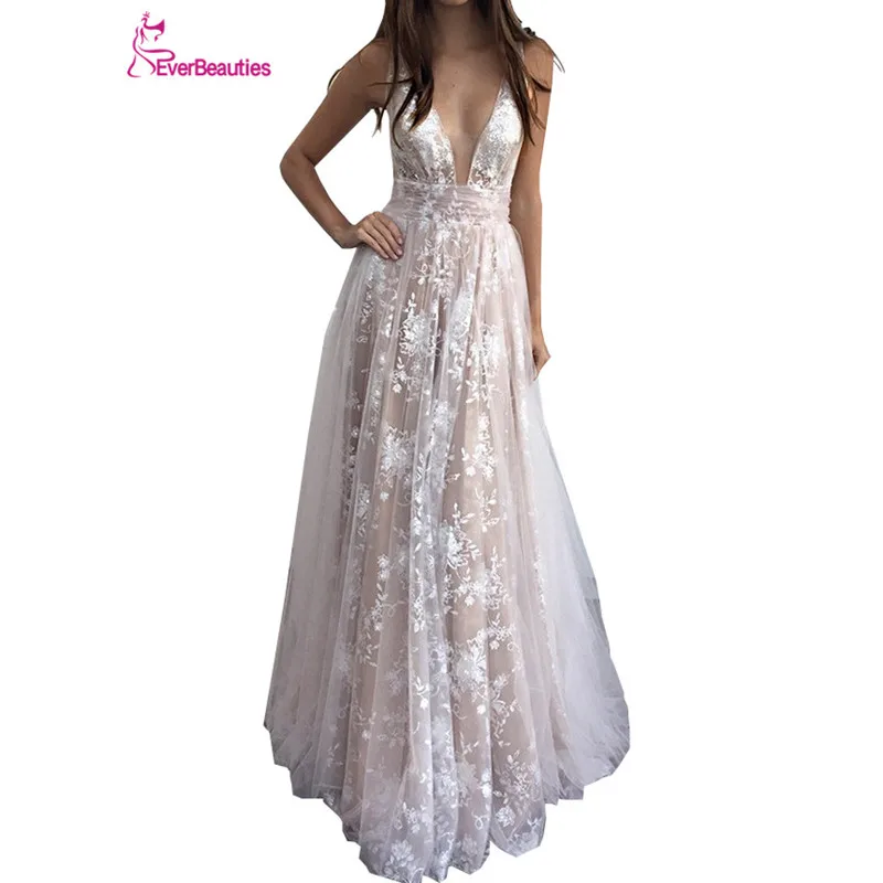 Вечерние Платья Длинные Тюль С Кружевом Аппликация Спинки Длина Пола Халат Де
