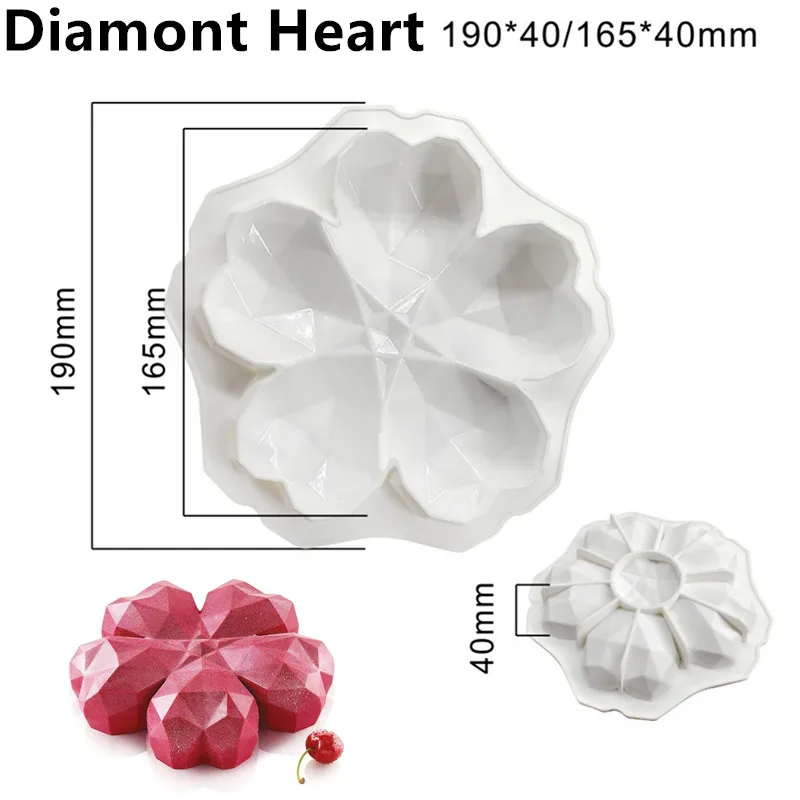 Diamont Heart SHENHONG Новое поступление силиконовая форма для выпечки Форма для Мусса жаропрочная посуда для десерта Свадьба День святого Валентина Кондитерские украшения - Цвет: Diamont Heart