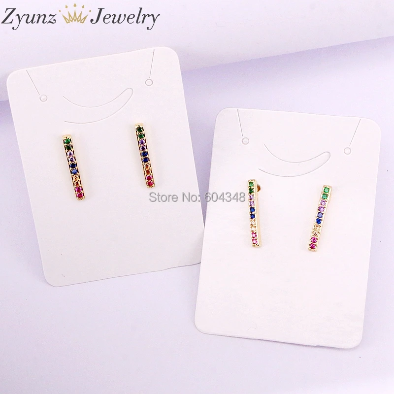 5 пар ZYZ337-8370 крошечные мини милые обувь для девочек jewelry Радуга cz цвет FUL тонкий Бар золото серьги гвоздики