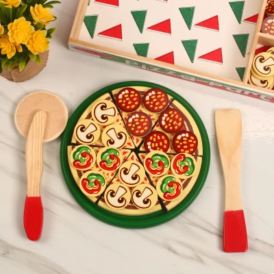 Pizza B 57pcs set Деревянные игрушки для детей, детские кухонные ролевые игры, набор игрушек, высокое качество, деревянные симуляторы, пицца, гамбургер, детские игры для раннего обучения - Цвет: Pizza B 57pcs set