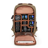 professional photographic camera backpack waterproof batik canvas shoulders protect bag for canon nikon sony slr lens tripod