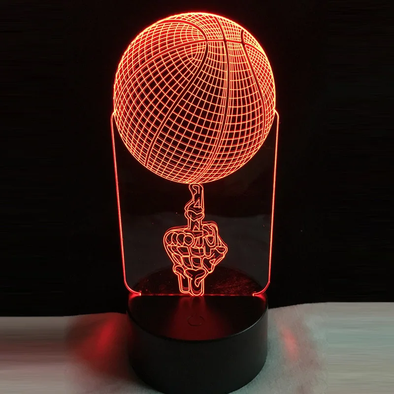Креативная детская лампа средний Рисунок Топ Баскетбол 3D RBG ночное освещение 7