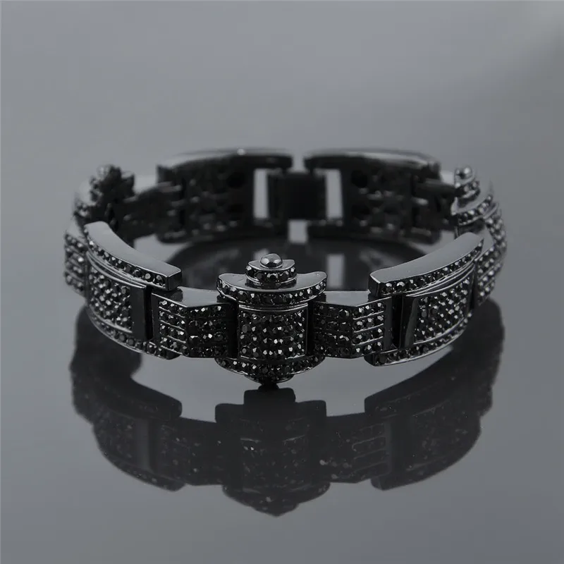 

1pc Row Hip hop Bling Cool fashion men's bracelet with rhinestones 3 colors optional gifts Valentine's Day present