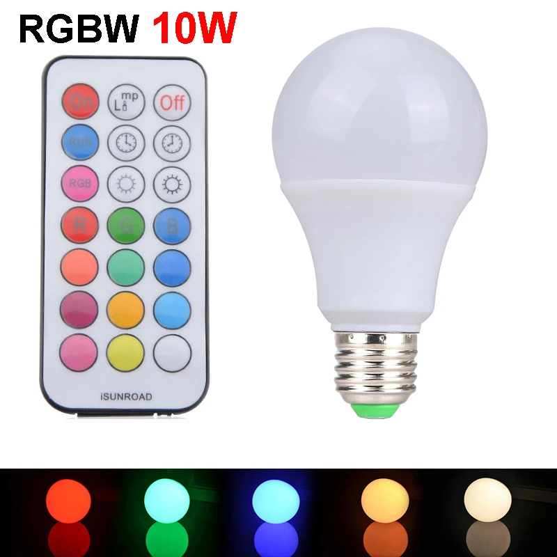 Новая Милая Светодиодная лампа RGBW E27 5 Вт 10 с регулируемой яркостью 220 В 110 в 85-265