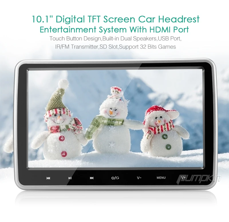 Тыква 10 1 ''черный Автомобильный подголовник dvd плеер HD цифровой TFT экран с
