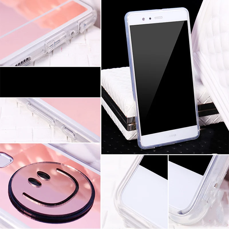 Для Huawei P9 P10 надпись на зеркале Smile чехлы для P8 Lite Plus Mate Honor 7 8 9 6X V8 Mate8 Mate9 |