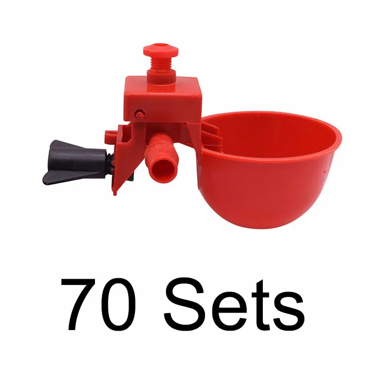 Red 70 Sets 10-100 комплектов куриная Питьевая чашка автопоилка кормушка для цыплят пластиковая поилка для птицы легкая установка - Цвет: Red 70 Sets