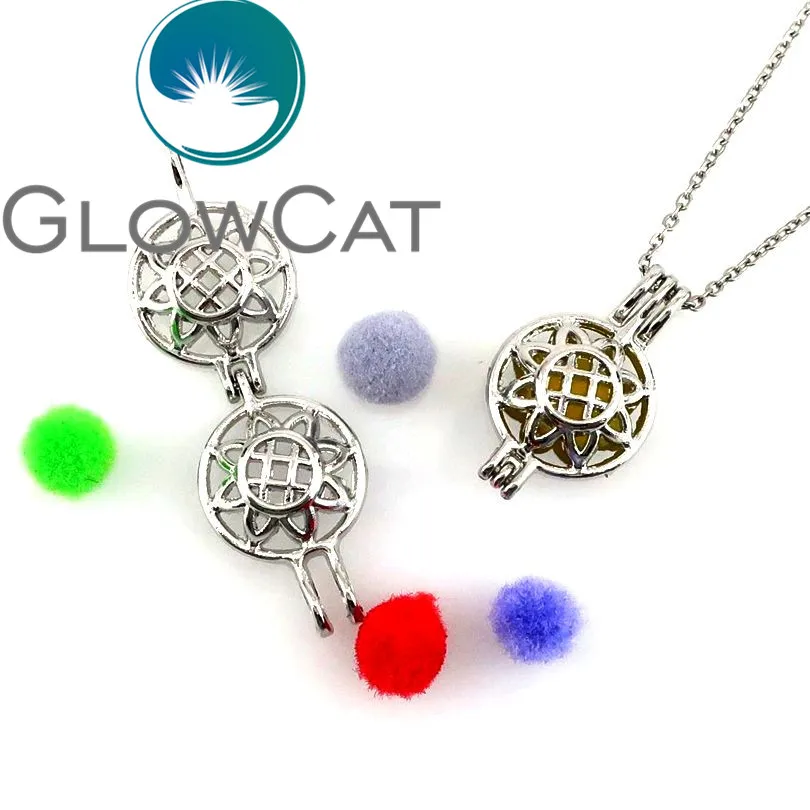GLOWCAT KK640 серебряные подсолнухи бусины клетка диффузор эфирного масла жемчужная