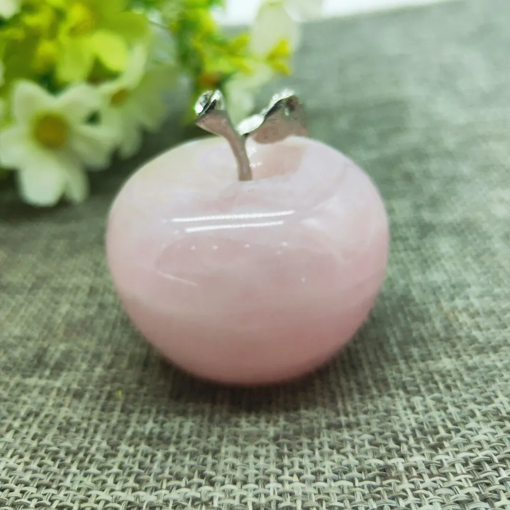 

4CM Natural rose crystal apple pink quartz apple Paperweight Healing for Christmas gift