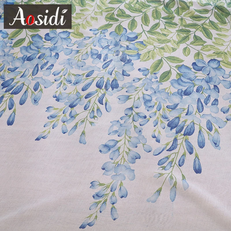 Blue Tulle Curtains AOSIDI, цветочный дизайн, домашний декор, современный тюль, занавески для гостиной, спальни, на окно, вуаль, занавески, светопропускание - Цвет: Blue Tulle Curtains