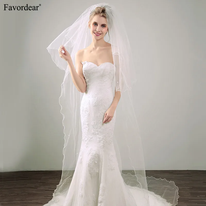 Favordear Velos De Novia 2 яруса пенал цвета слоновой кости Длинная свадебная вуаль для