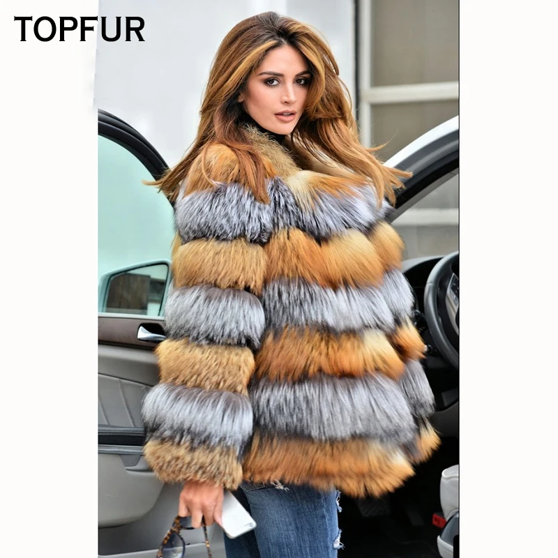 Женское пальто с натуральным мехом лисы теплая верхняя одежда из натурального