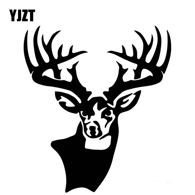 

YJZT 14.4CM*16.3CM Deer Head Car Door Accessories Vinyl Decal Decoration Car Stickers Black/Silver C4-1906