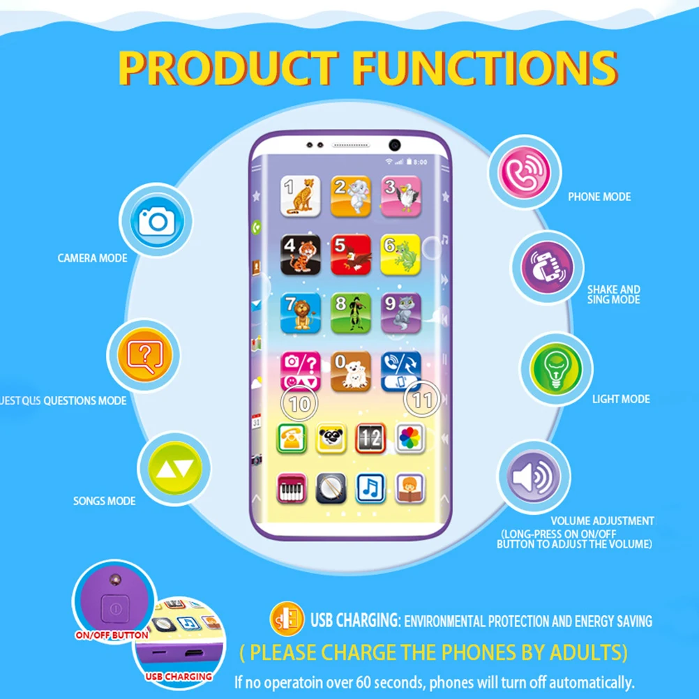 Детский смартфон говорящие игрушки обучающая игрушка USB-порт сенсорный экран для