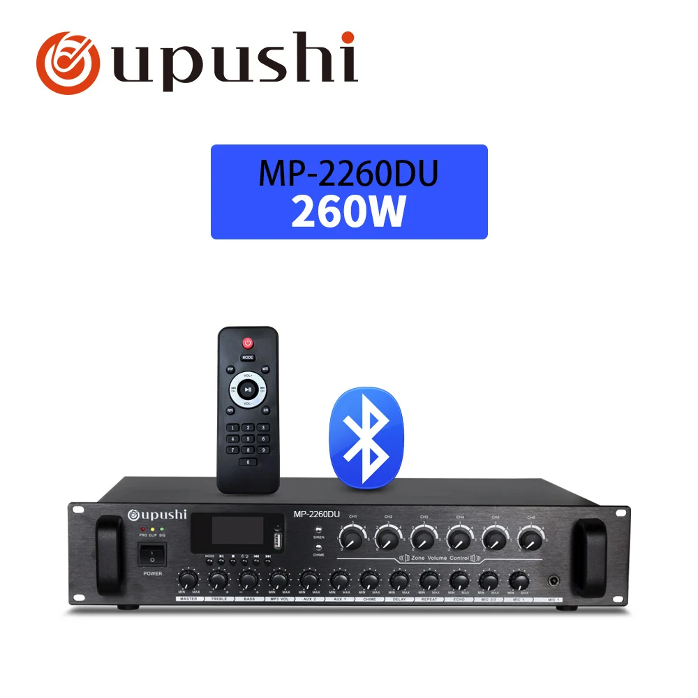 260 watt 6 зон pa усилитель bluetooth домашний аудио усилитель с пультом дистанционного управления, USB, FM для ресторана магазин фоновая музыкальная система - Цвет: 260 watt