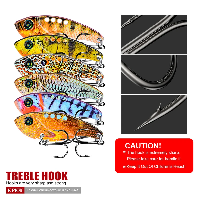 

6pcs cicada spinner Crankbaits 54mm/11g Bait Bass artificial metal Spoon ice jig Wobbler winter fishing tackle