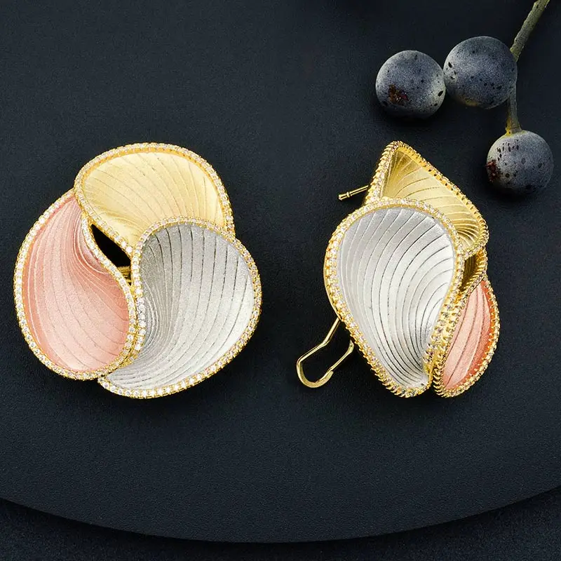 ModemAngel Роскошные вращающиеся модные серьги с цветком медные три тона цветные