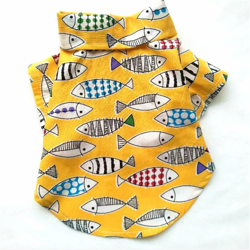 Гавайские рубашки для собак с принтом фламинго 100% дышащая хлопковая рубашка