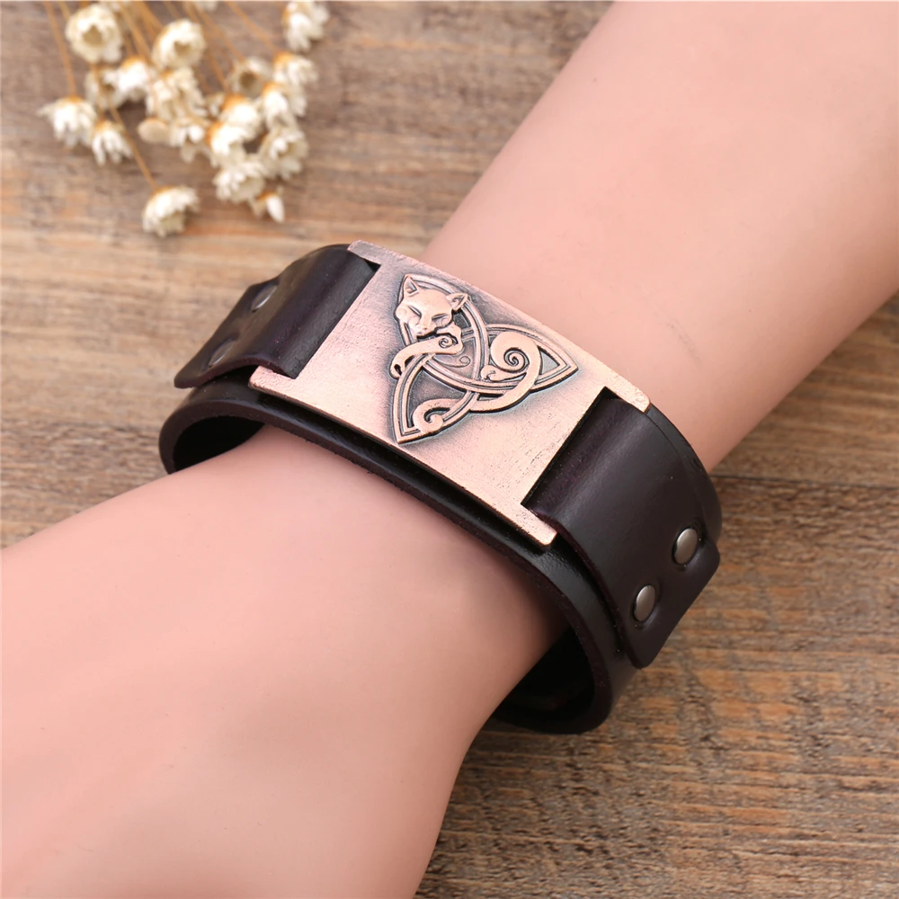 Женские браслеты из натуральной кожи с узелком троица и лисицей|leather bracelet|genuine