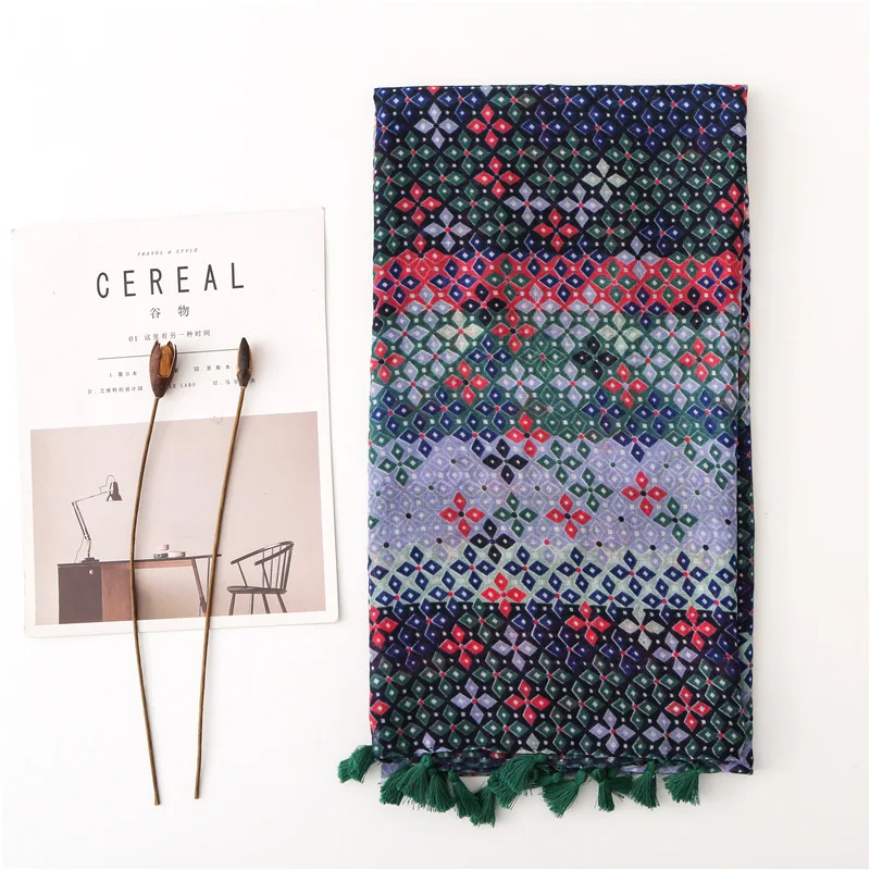 2019 Роскошная Брендовая женская цветочная вискозная шаль для женщин шали и