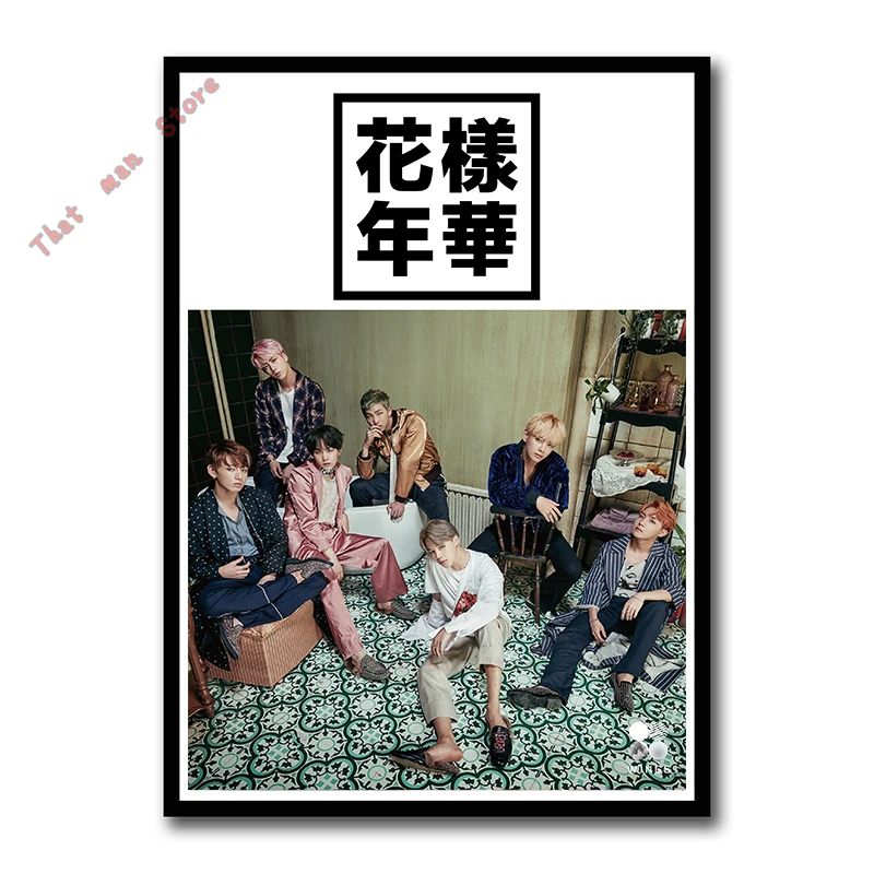 Kpop Bangtan мальчики плакат четкое изображение Живопись Домашний Декор стены Искусство Плакат - Цвет: Синий
