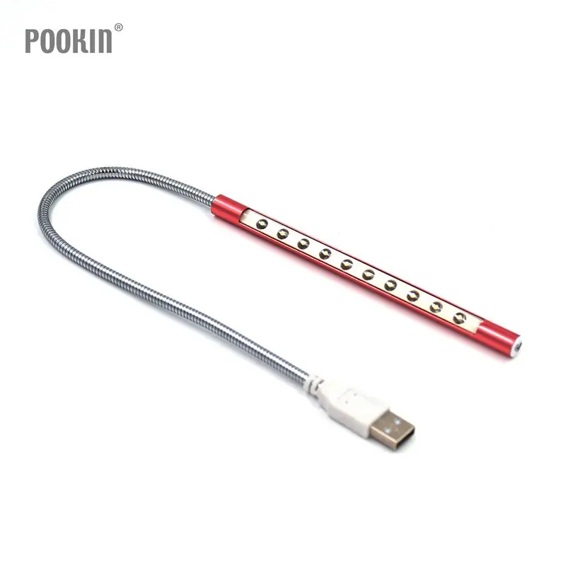 Мини 10 светодиодный S сенсорный переключатель Версия USB светильник гибкий металлический светодиодный светильник Настольная лампа s для ноутбука ПК компьютера