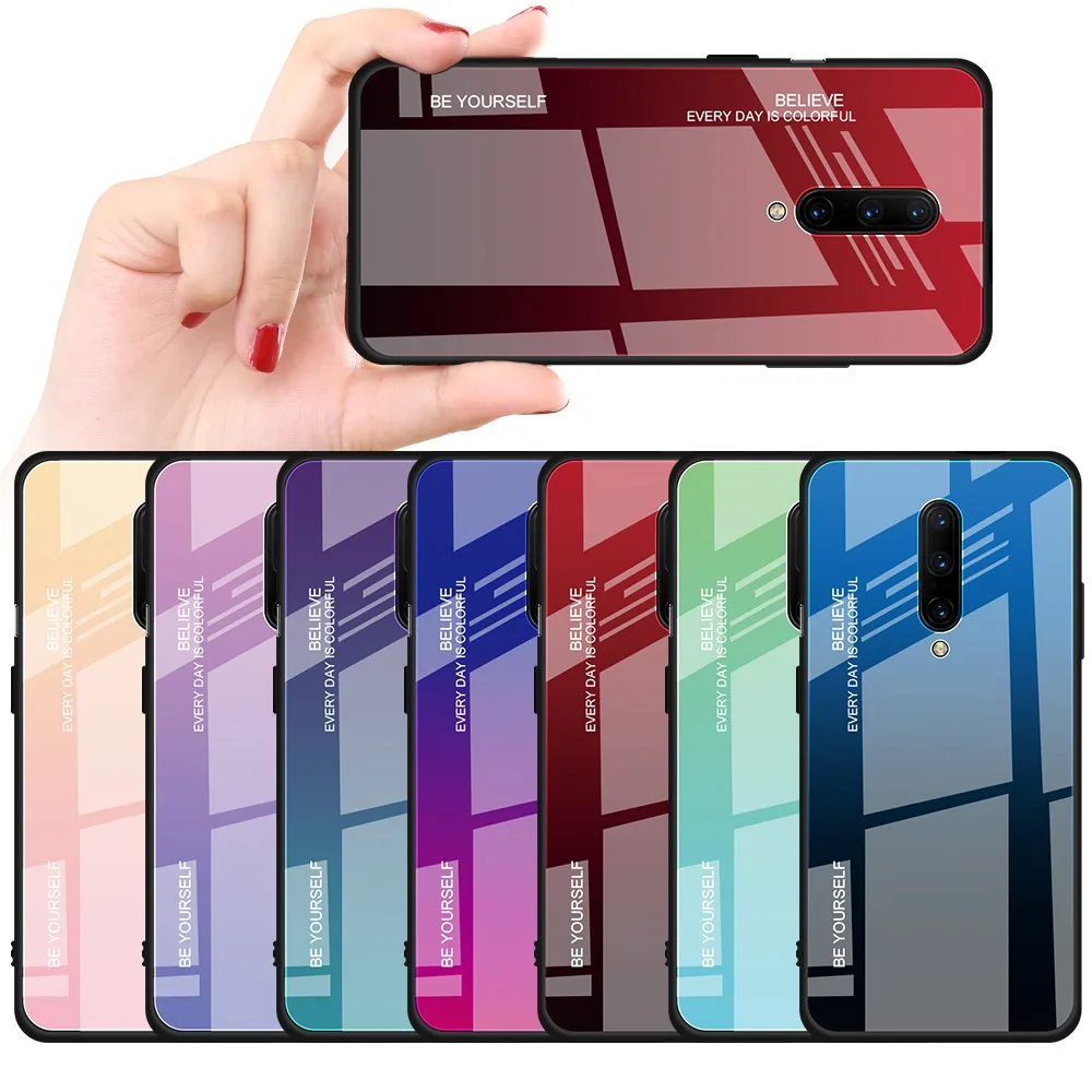 KISSCASE Original Gradient Glass Case For Oneplus 7 Pro Official Protective Tempered Cover Capa #4 |