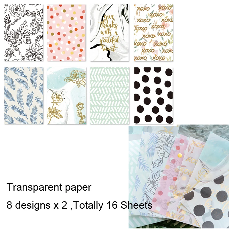 Transparent paper Lovedoki планировщик для скрапбукинга бумажный пакет 16 листов ручной работы крафт бумага задний план Блокнот декоративные канцелярские принадлежности - Цвет: Transparent paper