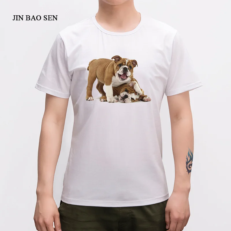 2018 Новый прекрасный собака с принтом повседневные мужские футболки круглым