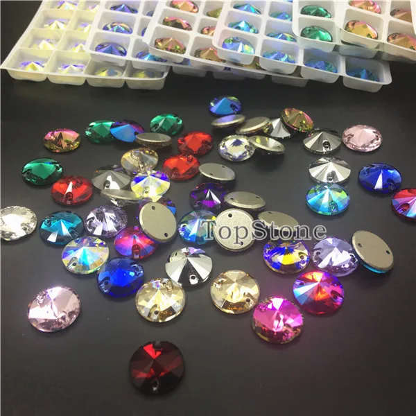 mix colors TopStone 3200 Rivoli пришивной камень с плоской задней частью K9 стеклянный кристалл 10 12 14 16 мм круглые пришивные стразы DIy Одежда для платья - Цвет: mix colors