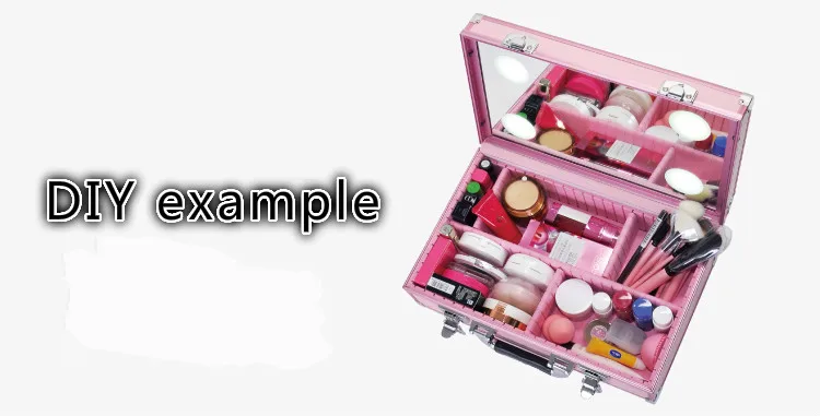 Алюминиевая портативная косметичка с подсветкой для путешествий и зеркалом