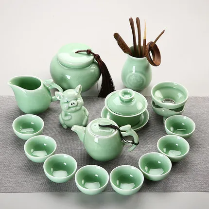 Longquan Celadon чайный набор кунг-фу домашний японский стиль простой пуэр чайный набор Современный чайник чайная чашка с крышкой чаша аксессуары для чая - Цвет: 08 Teaware Sets