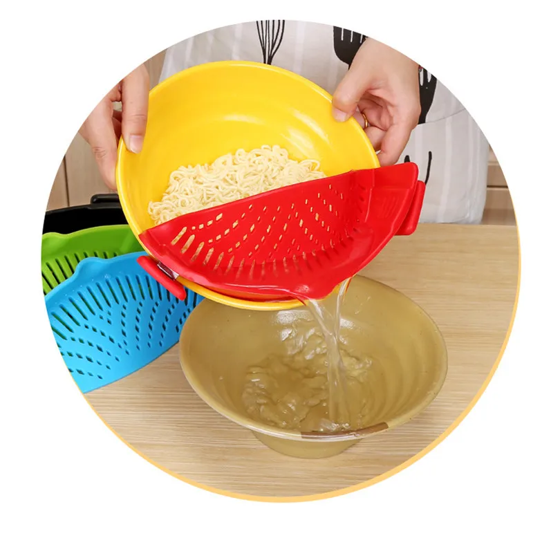 High Quality Silicone Snap Strainer with Clip Pot Strainer Drainer for Draining Excess Liquid Draining Pasta Vegetable Colander