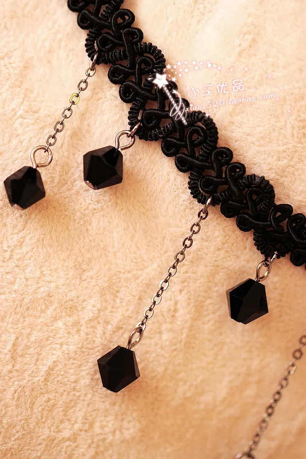 2016 винтажный готический в стиле панк Кристалл колье ожерелье Черный