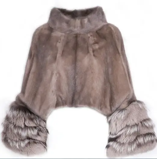 as picture ladies mink fur jacket women real mink fur shawl natural fur coat - Цвет: as picture