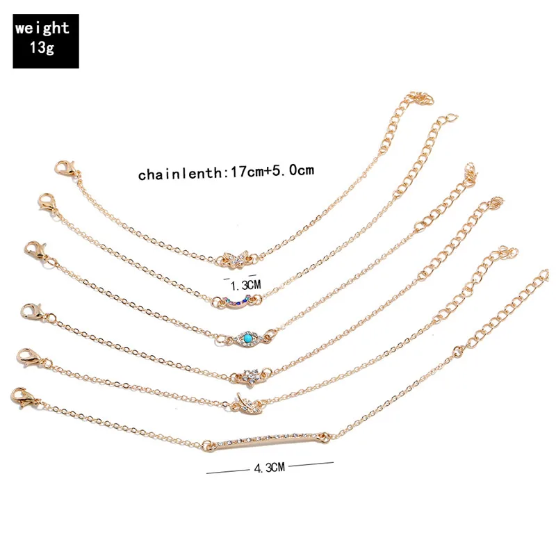 Женский многослойный браслет-цепочка 6 шт./компл. 2019 | Украшения и аксессуары