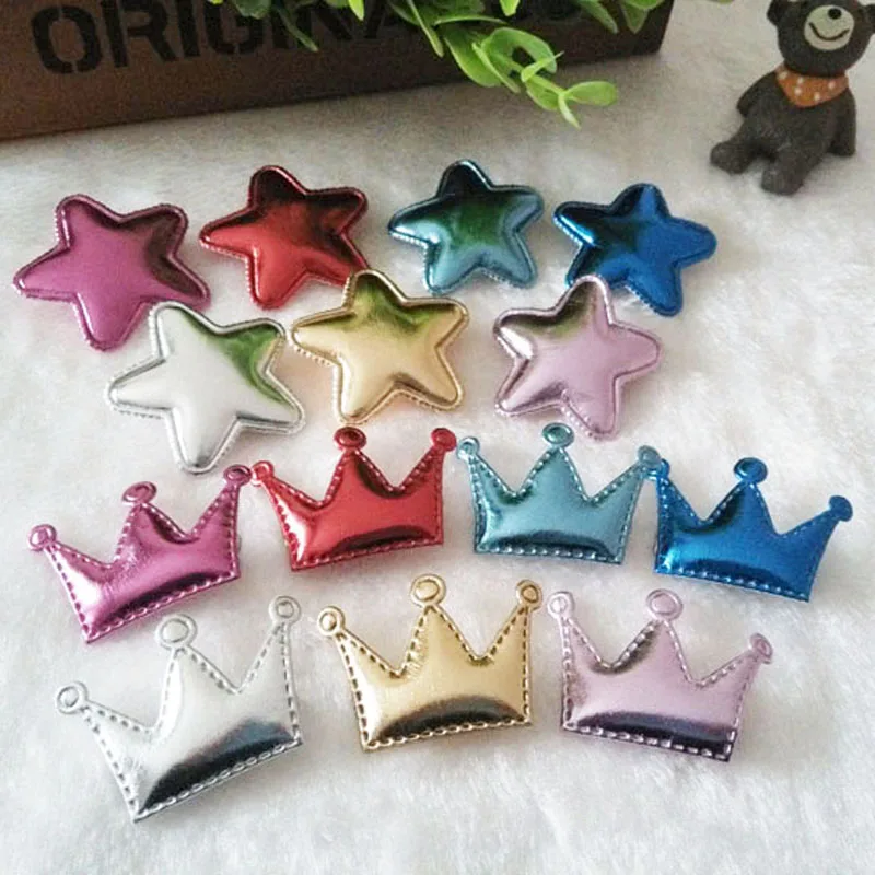 

(10 pieces/lot) PU Leather Cute Girl Hair Clips New Designs Star And Crown Shape Kids Hair Accessories Alligator Clips