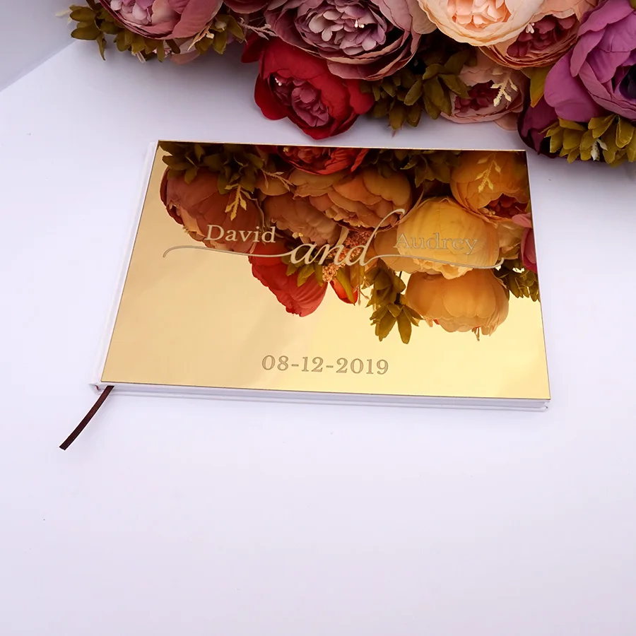 

Personalized Wedding Signature Guest Book Custom Acrylic Mirror Cover Anniversary Party Favors Photo Bride to be Wediing Gift