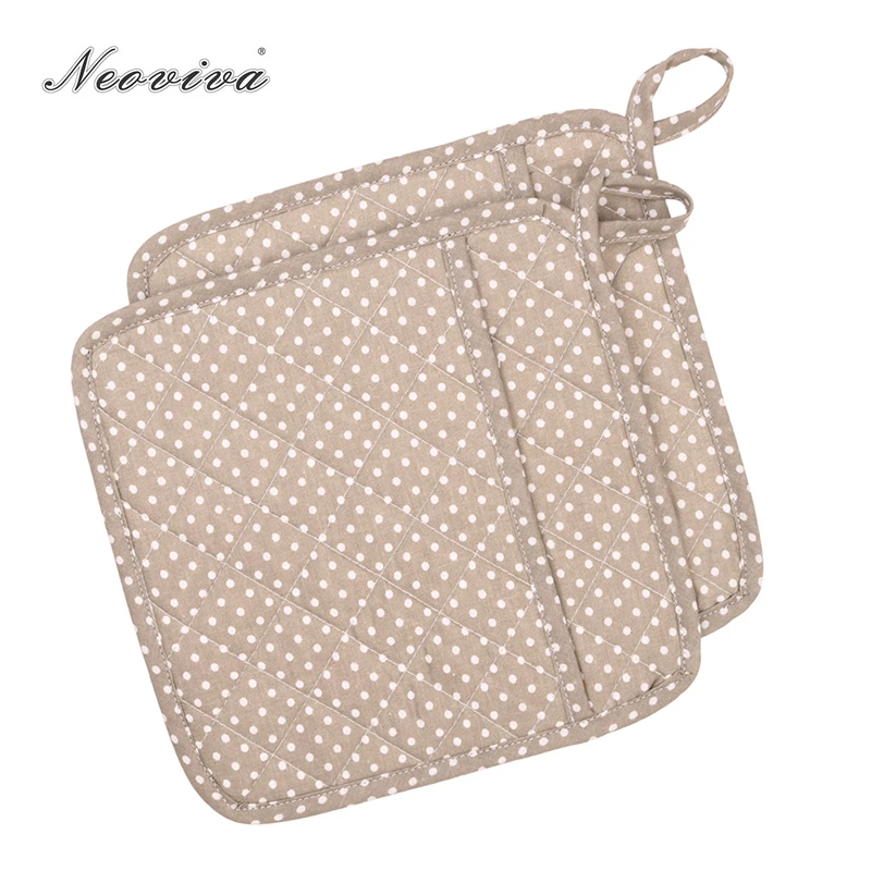 Neoviva хлопковый стеганый кухонный коврик для горячего горшка, набор из 2, в горошек сахар коричневый стол-коврик обеденный стол ткань салфетка кружка Coast