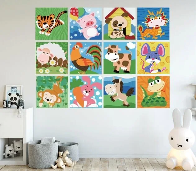 Китайский Знаки зодиака 12 символических животных свинья рыцарски DIY цифровой