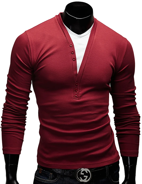 Мужские топы 2018 футболка с длинным рукавом v-образным вырезом Мужская Camisetas Pure Fake