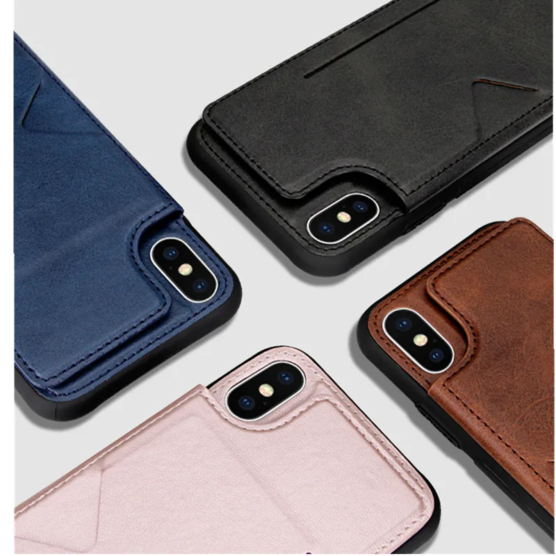 Для iPhone XS MAX XR X 7 8 Plus кожаный чехол задняя крышка для слот карт держатель телефона