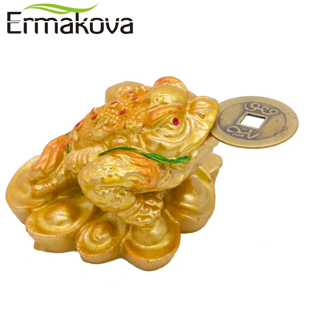 Ермакова Смола три ноги китайский счастливые деньги жаба Статуэтка лягушка статуя с Фортуной монета фэн-шуй домашний орнамент приносить богатство