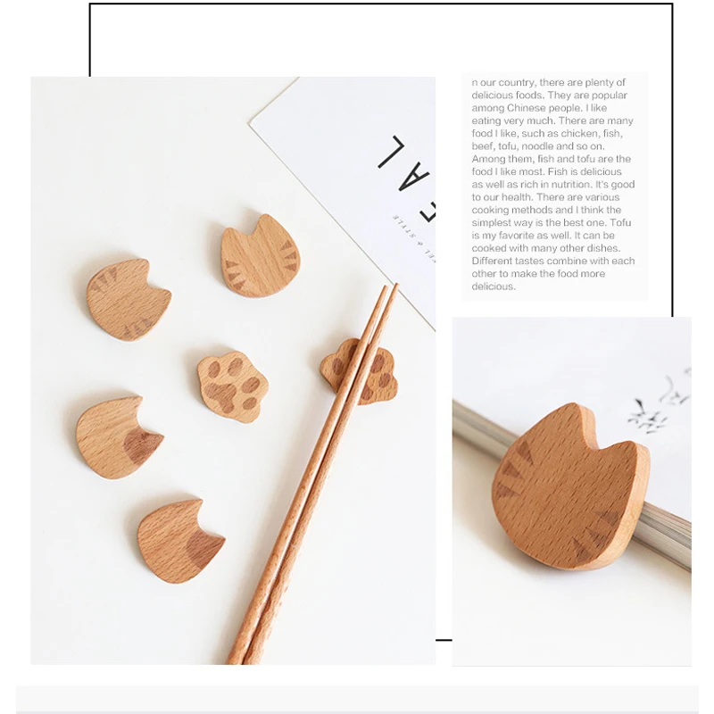 AIRCHR японский деревянный держатель для еды из Букового дерева с кошкой аниме