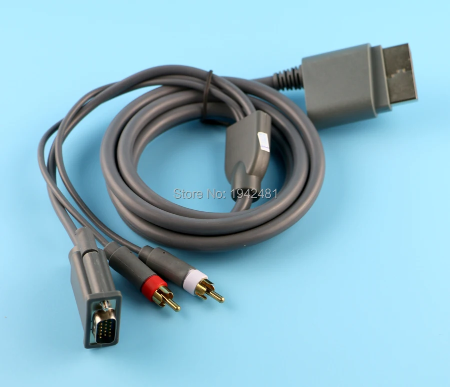 OCGAME 2PCS/LOT High quality Video Audio AV PC Monitor VGA Cable Cord Connecter for Xbox 360 Xbox360 + 2RCA | Электроника