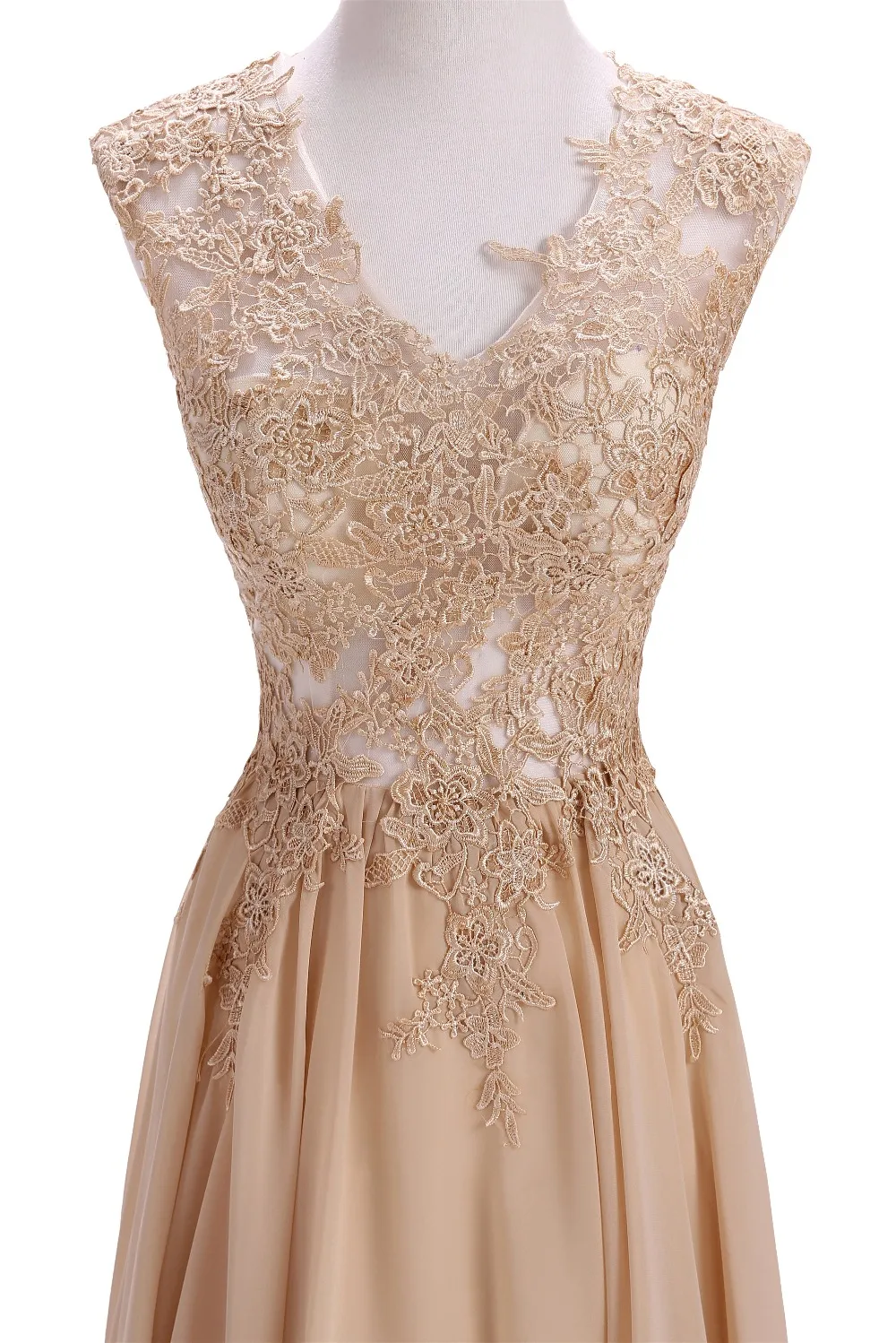 Женское длинное вечернее платье шифоновое кружевное до пола с V образным вырезом