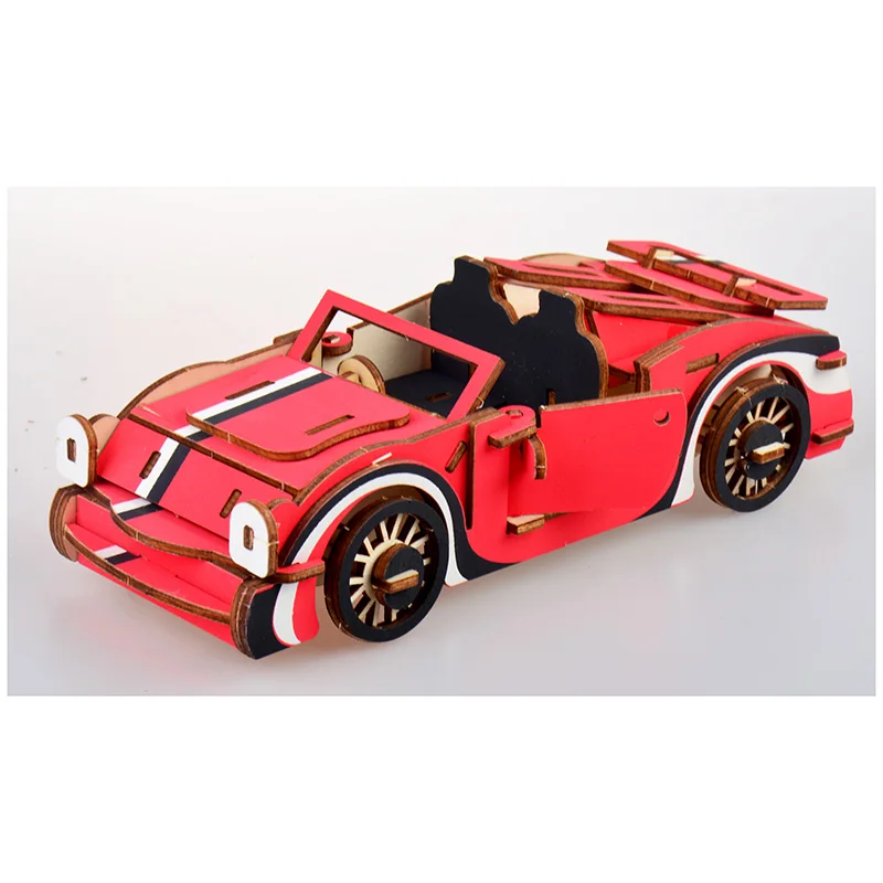 DIY 3D деревянный автомобиль вилочный двухэтажный автобус игра-головоломка натуральный цвет Игрушечная модель обучающие игрушки для детей